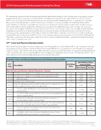 2018 Endovascular Reimbursement Coding Fact Sheet