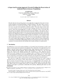 A Supervised Learning Approach Towards Profiling the Preservation of Authorial Style in Literary Translations