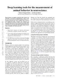 Deep Learning Tools for the Measurement of Animal Behavior In