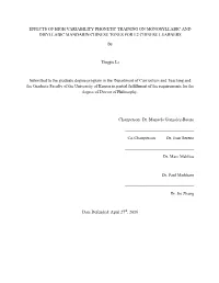 Effects of High Variability Phonetic Training on Monosyllabic and Disyllabic Mandarin Chinese Tones for L2 Chinese Learners