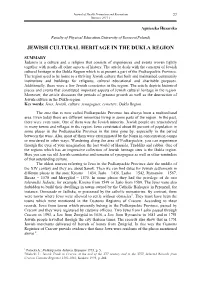 Jewish Cultural Heritage in the Dukla Region