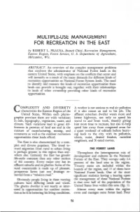 Multiple-Use Management for Recreation in the East