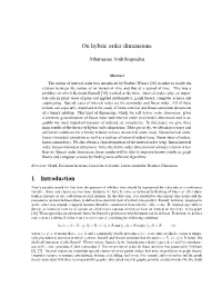 On Hybric Order Dimensions 1 Introduction