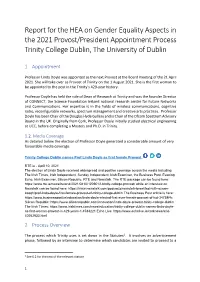 Report to the HEA on Gender Equality Aspects of the Provost Appointment Process