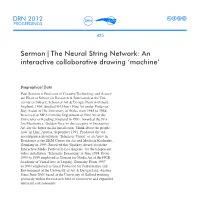 Sermon | the Neural String Network: an Interactive Collaborative Drawing ‘Machine’