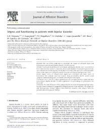 Stigma and Functioning in Patients with Bipolar Disorder