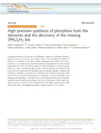 High Pressure Synthesis of Phosphine from the Elements and the Discovery of the Missing