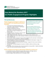 ILG Public Engagement Program Behind the Numbers 2017