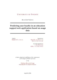 Predicting User Loyalty in an Education Support Web Application Based on Usage Data