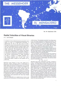 Radial Velocities of Visual Binaries E