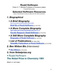 • Roald Hoffmann the Nobel Prize in Chemistry 1981