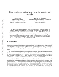 Upper Bound on the Packing Density of Regular Tetrahedra and Octahedra