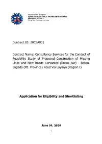 20CSA001 Contract Name: Consultancy Services for the Conduct of Feasibility Study of Proposed Construction of Missi