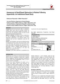 Assessment of Small Bowel Obstruction in Patients Following Appendicitis: an Institutional Based Study