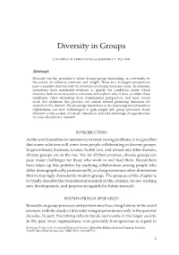 "Diversity in Groups" In: Emerging Trends in the Social and Behavioral