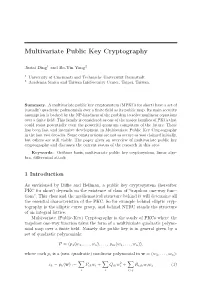 Multivariate Public Key Cryptography