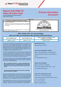 Nippon India Nifty 50 Value 20 Index Fund Scheme Information Document