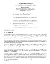 The Denied Inheritance: Palestinian Land Ownership in Beer Sheba