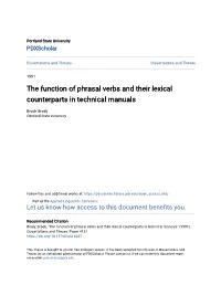 The Function of Phrasal Verbs and Their Lexical Counterparts in Technical Manuals