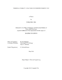 Thermal Stability Analysis of Hydroprocessing Unit A