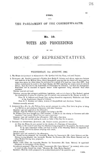 Votes and Proceedings House of Representatives