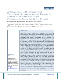 A Comparison of the Efficacy and Tolerability of Lornoxicam And