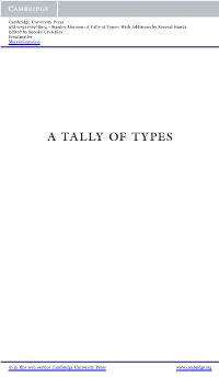 A Tally of Types: with Additions by Several Hands Edited by Brooke Crutchley Frontmatter More Information