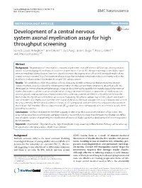 Development of a Central Nervous System Axonal Myelination Assay for High Throughput Screening Karen D