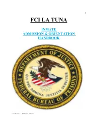 FCI La Tuna Admissions & Orientation Handbook