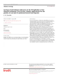 Geology of and Climatic Indicators in the Westphalian a New