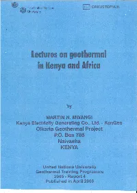 Lectures on Geothermal in Kenya and Africa