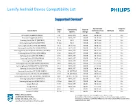 Lumify Android Device Compatibility List