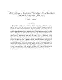 Meta-Modeling of Tense and Aspect in a Cross-Linguistic Grammar Engineering Platform