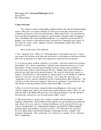 Philosophy 5450: Advanced Philosophy of Art Spring 2019 Prof
