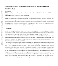 Statistical Analysis of the Phosphate Data of the World Ocean Database