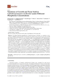 Variations of Growth and Toxin Yield in Cylindrospermopsis Raciborskii Under Different Phosphorus Concentrations