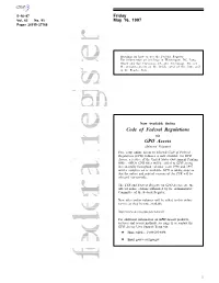 Code of Federal Regulations GPO Access