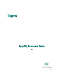 Ingres R3 Opensql Reference Guide