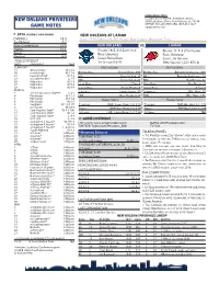 New Orleans Privateers Game Notes