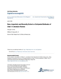 Rare, Imperiled, and Recently Extinct Or Extirpated Mollusks of Utah: a Literature Review