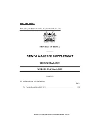 THE COUNTY BOUNDARIES BILL, 2021 ARRANGEMENT of CLAUSES Clause PART I - PRELIMINARY 1—Short Title
