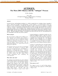 The Mars 2001 Odyssey and the "Autogen" Process