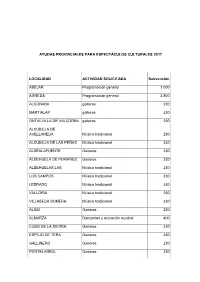 Ayudas Provinciales Para Espectáculos Culturales 2017