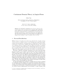 Continuous Domain Theory in Logical Form