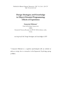 Design Strategies and Knowledge in Object-Oriented Programming: Effects of Experience