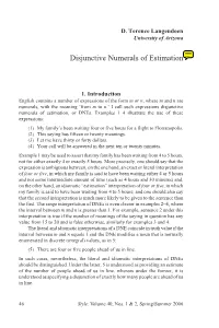 Disjunctive Numerals of Estimation