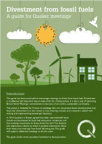 Divestment from Fossil Fuels a Guide for Quaker Meetings
