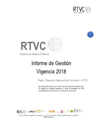Informe De Gestión Vigencia 2018