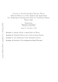Lectures on Non-Archimedean Function Theory Advanced