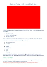 Optimist Tuning Guide from UK Sailmakers